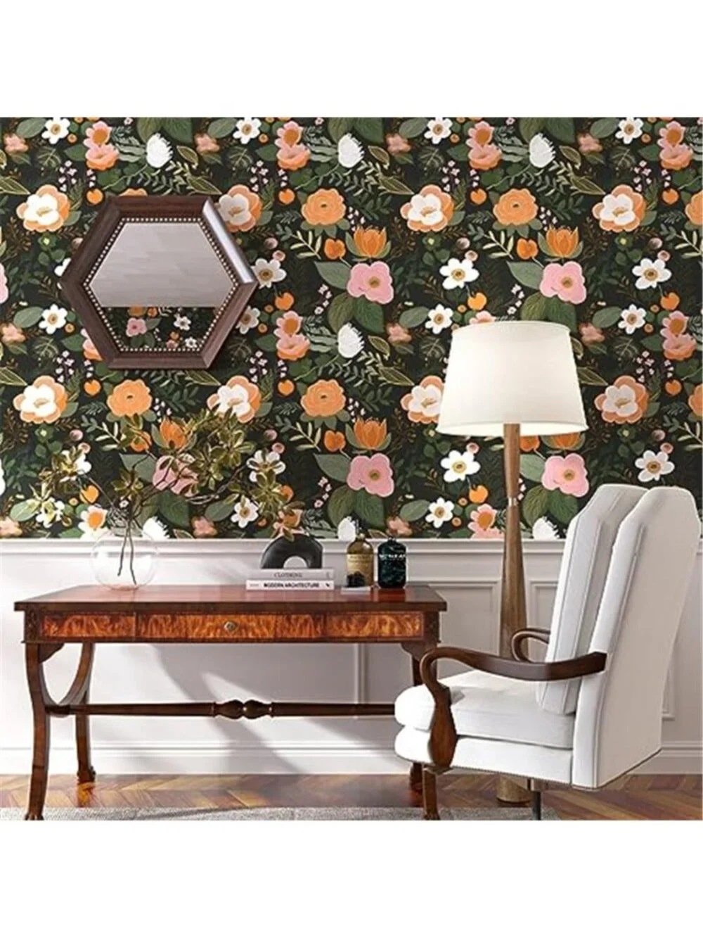 Dark Green Floral Peel And Stick Wallpaper Boho Removable Vinyl Contact Paper